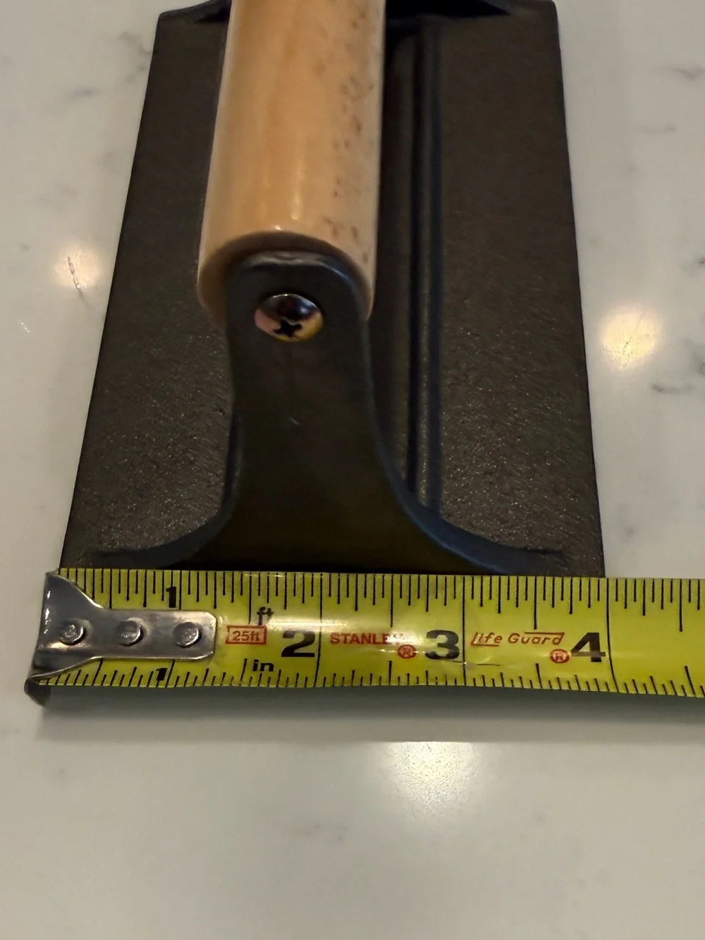 Cast Iron Bacon Press with Wood Handle & Pig Design 7” X 4” Vintage